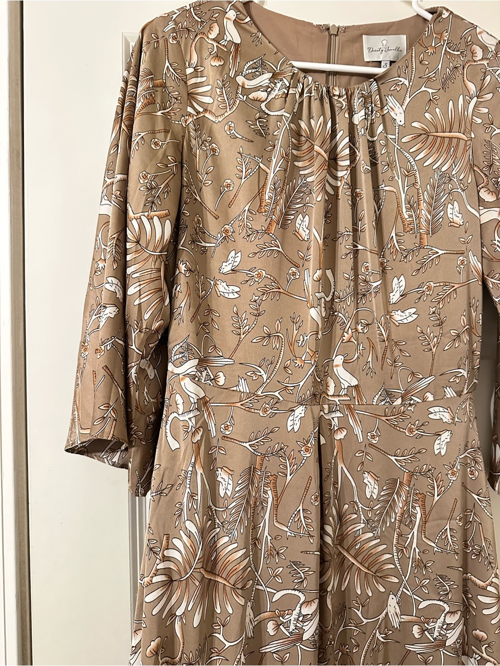 Dainty Jewells Taupe Maxi Dress with White Floral Pattern - Picture 2 of 4
